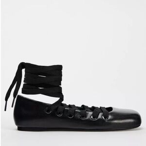 Zara LACE UP Leather flats